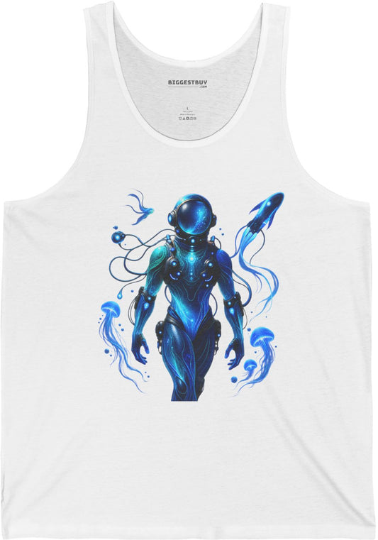 Galactic Guardian - Jersey Tank Top in White, front view