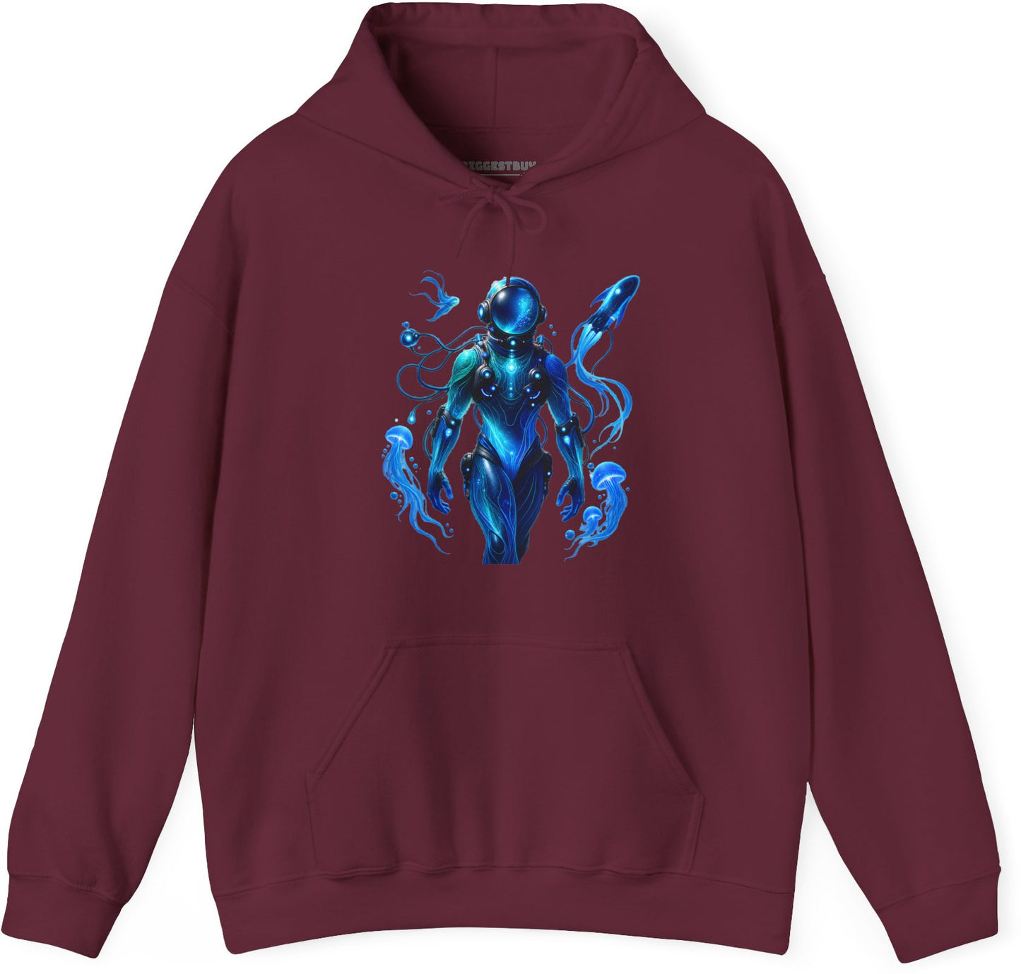 Galactic Guardian - Pullover Hoodie in Maroon, front view