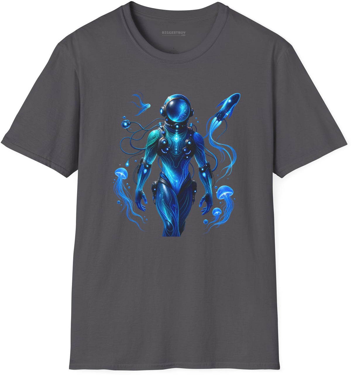 Galactic Guardian - Softstyle T-Shirt in Charcoal, front view