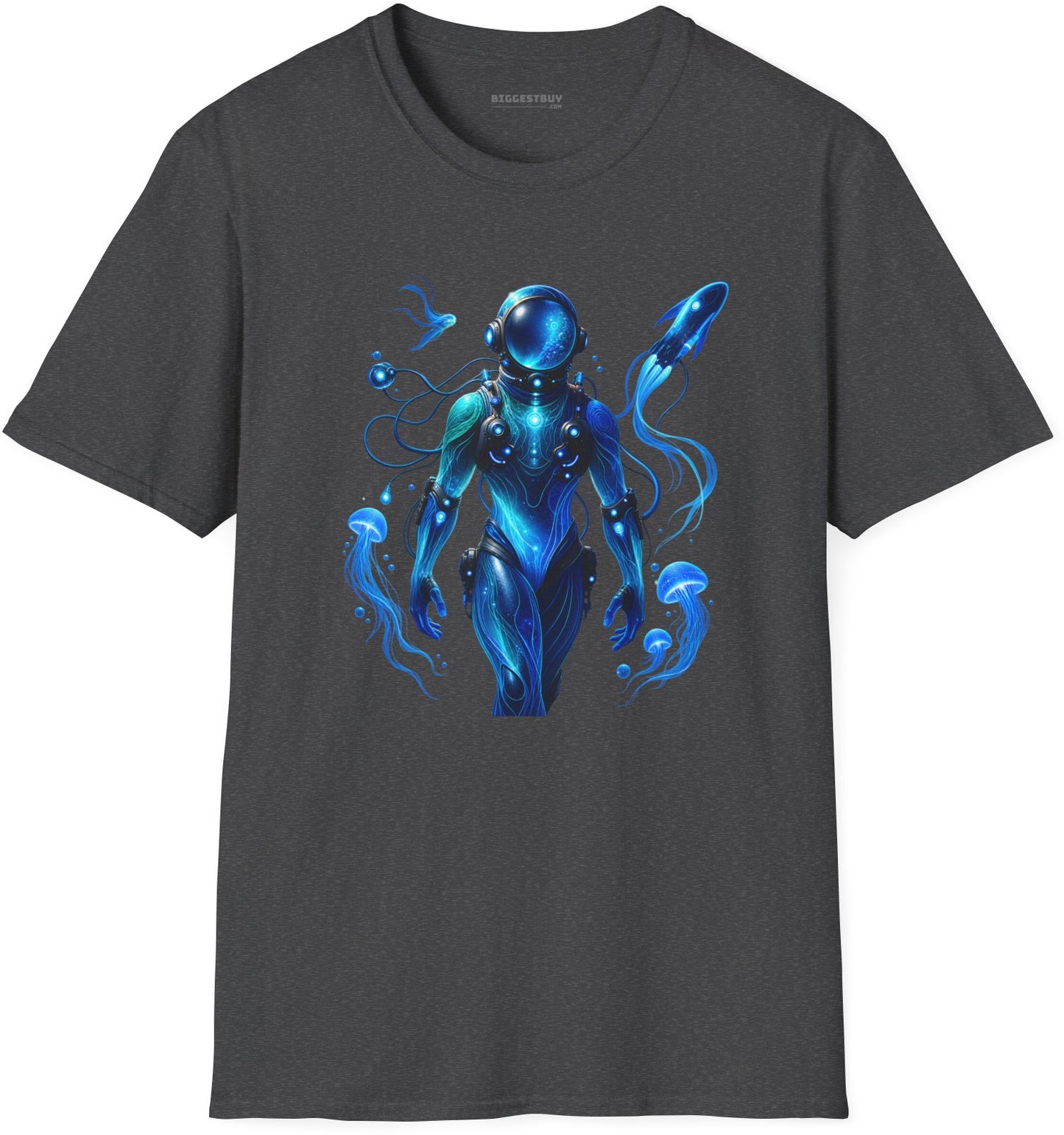 Galactic Guardian - Softstyle T-Shirt in Dark Heather, front view