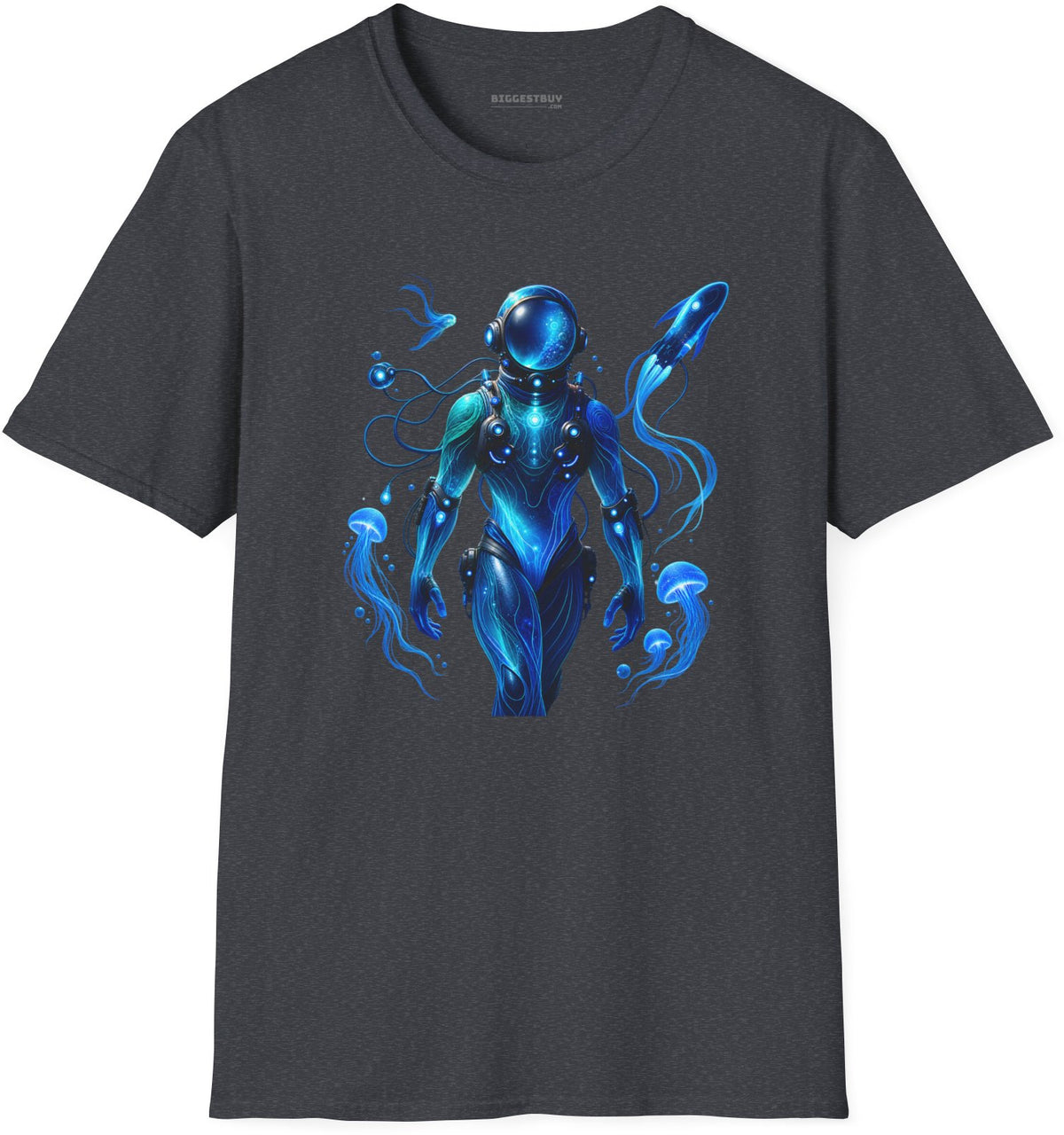 Galactic Guardian - Softstyle T-Shirt in Dark Heather Grey, front view