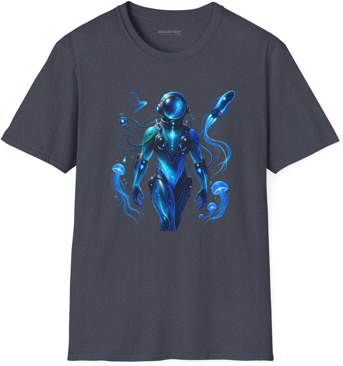 Galactic Guardian - Softstyle T-Shirt in Heather Navy, front view