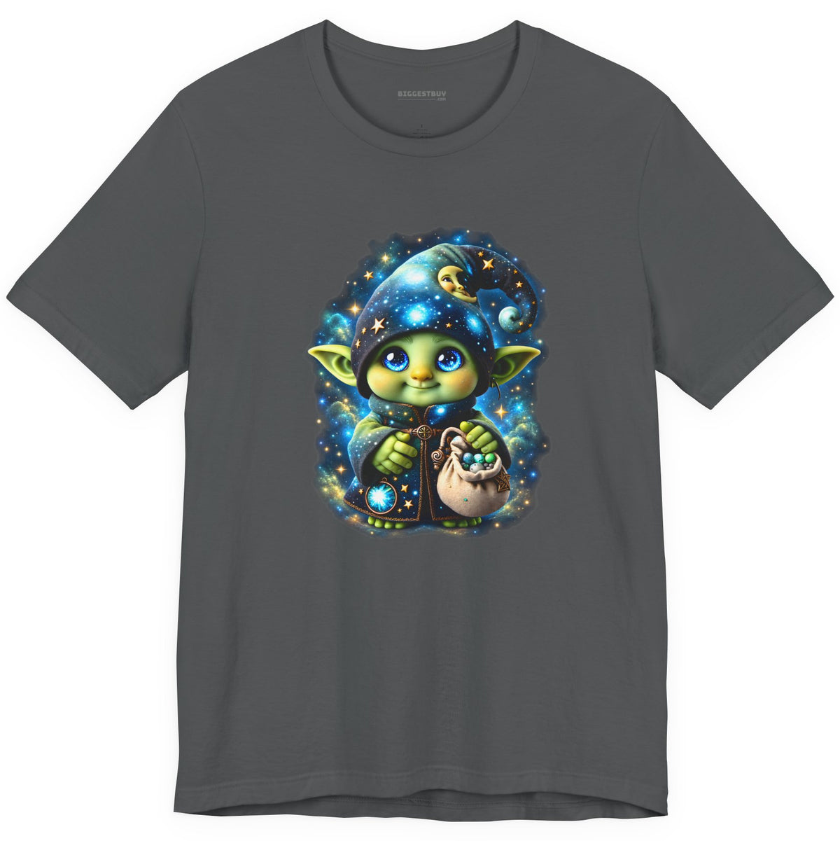 Galaxy Gnome - Classic Jersey Tee in Asphalt, front view