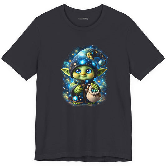 Galaxy Gnome - Classic Jersey Tee in Dark Grey, front view