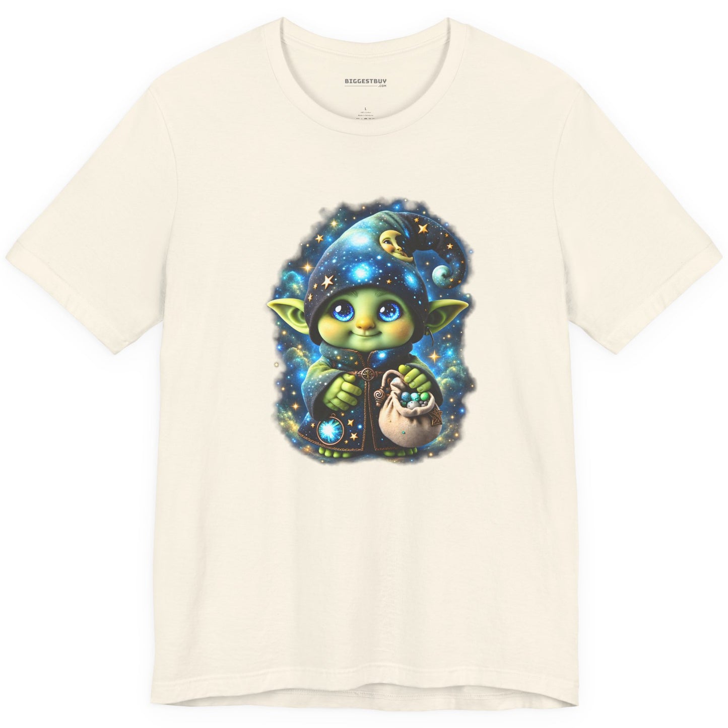 Galaxy Gnome - Classic Jersey Tee in Natural, front view