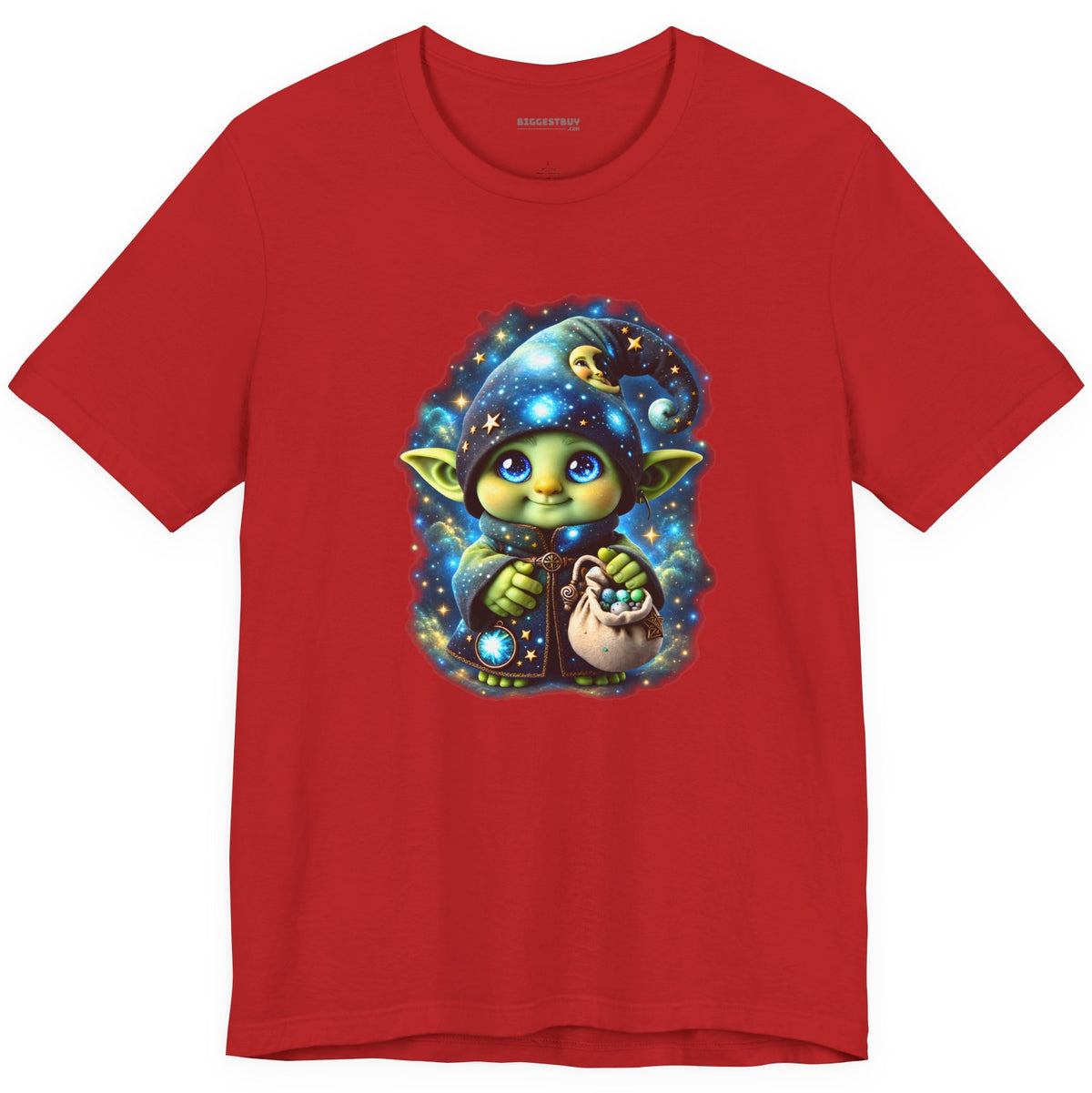 Galaxy Gnome - Classic Jersey Tee in Red, front view