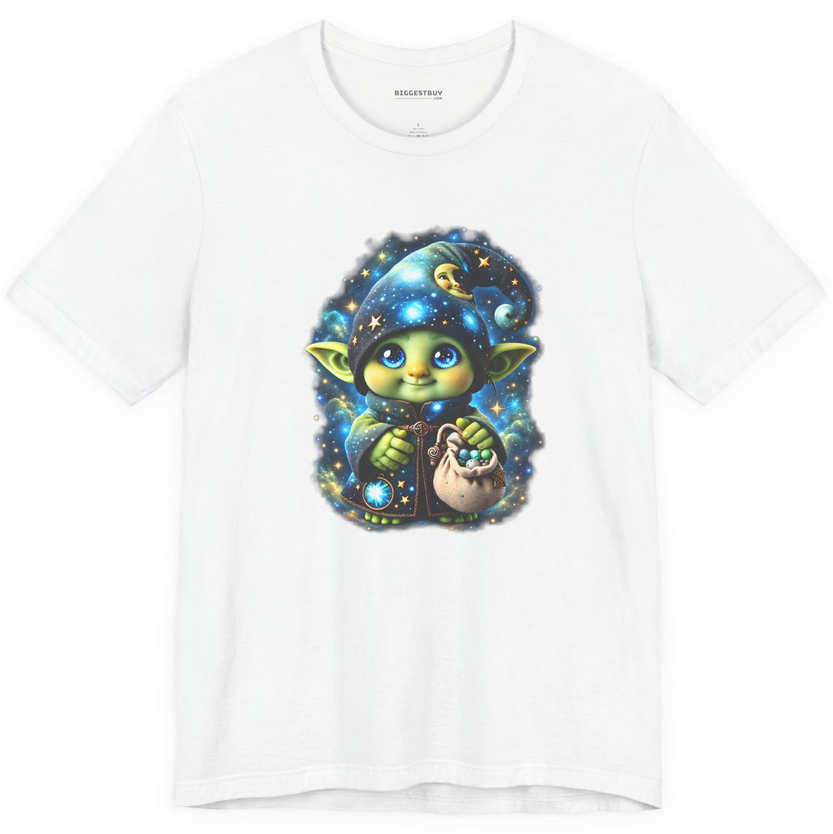 Galaxy Gnome - Classic Jersey Tee in White, front view