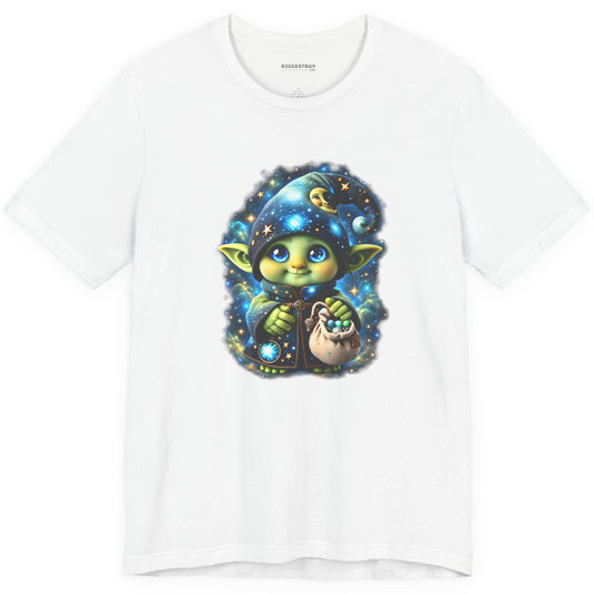 Galaxy Gnome - Classic Jersey Tee in White, front view