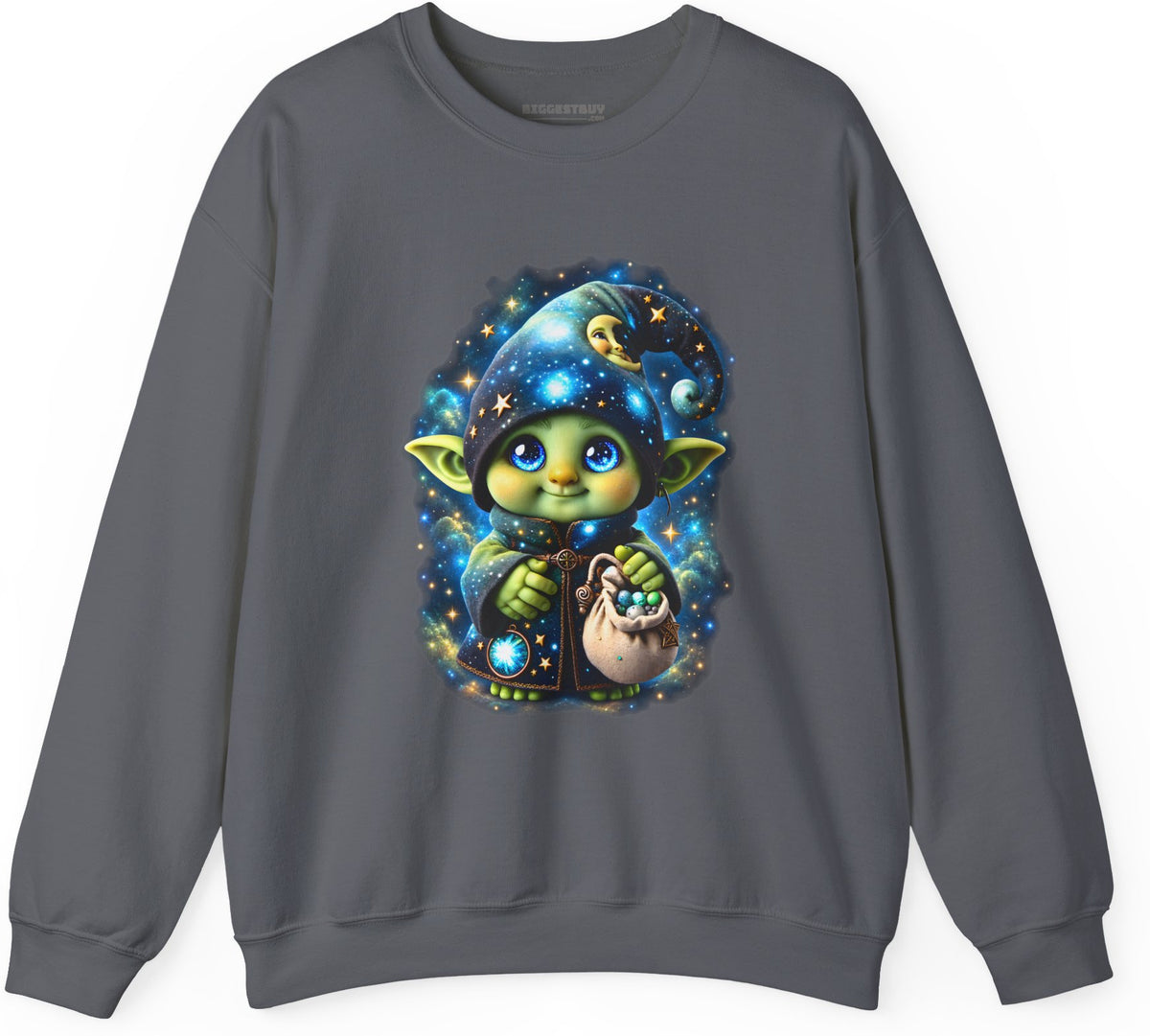 Galaxy Gnome - Crewneck Sweatshirt in Charcoal, front view
