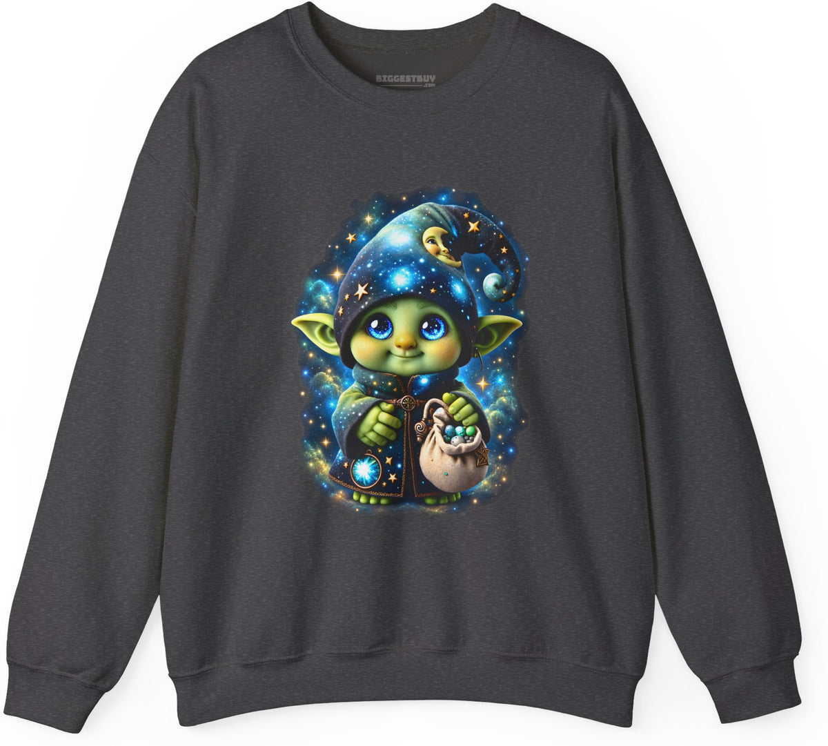 Galaxy Gnome - Crewneck Sweatshirt in Dark Heather, front view