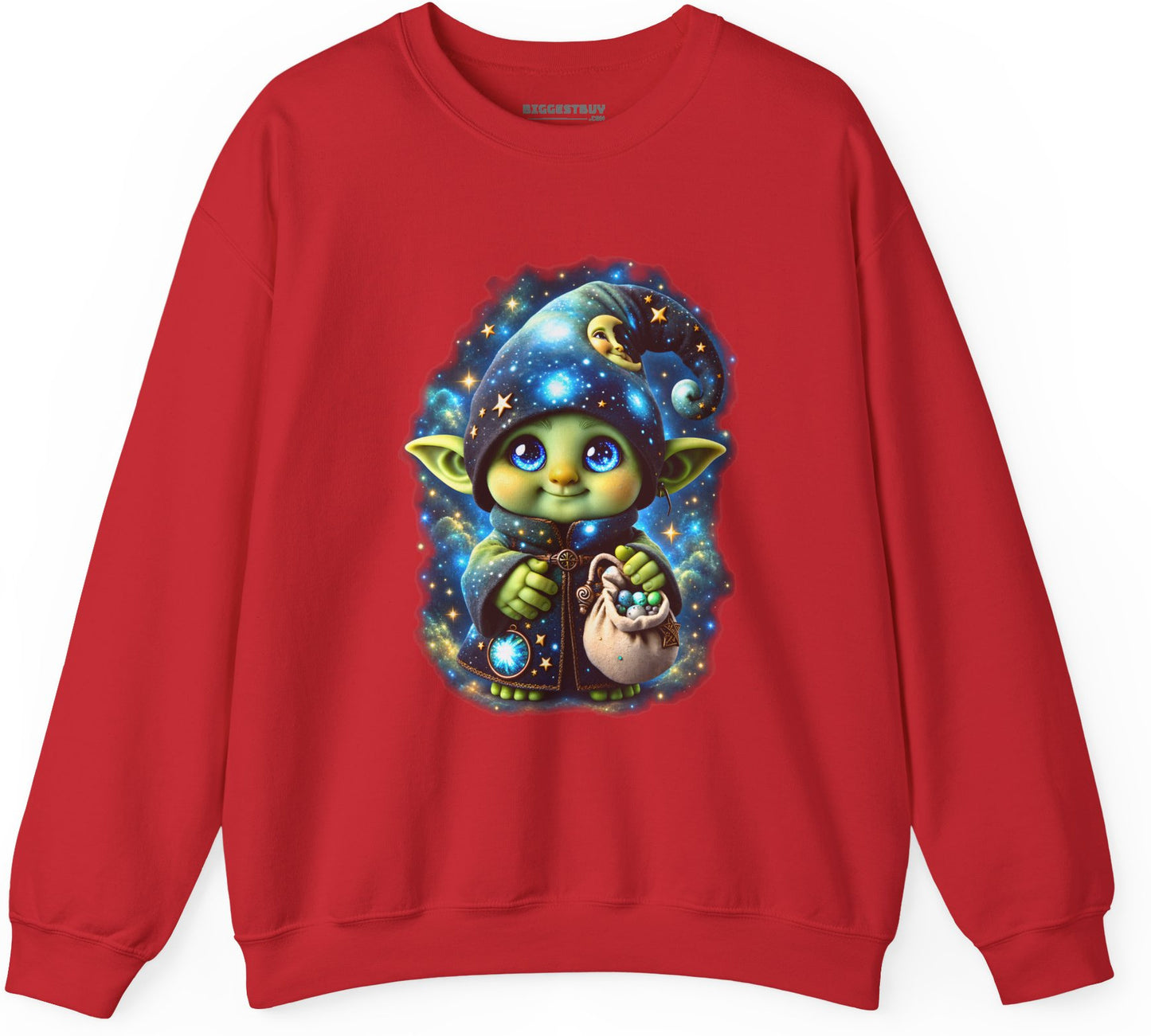 Galaxy Gnome - Crewneck Sweatshirt in Red, front view