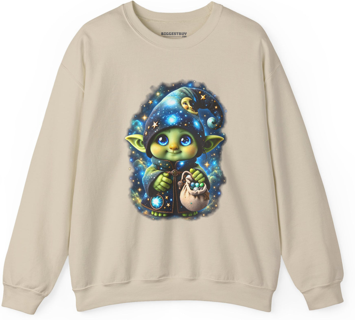 Galaxy Gnome - Crewneck Sweatshirt in Sand, front view