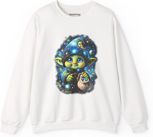 Galaxy Gnome - Crewneck Sweatshirt in White, front view