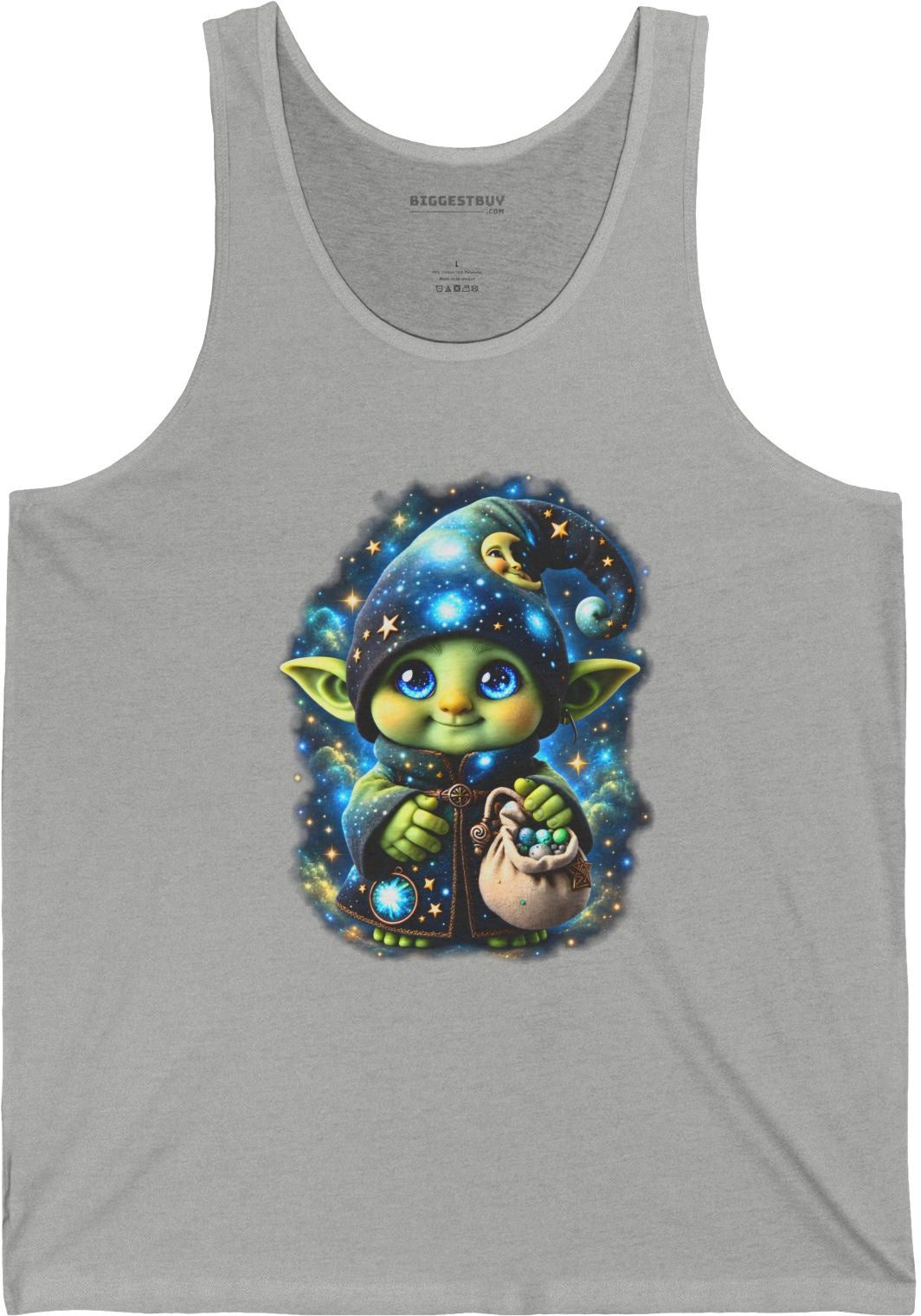Galaxy Gnome - Jersey Tank Top in Athletic Heather, front view