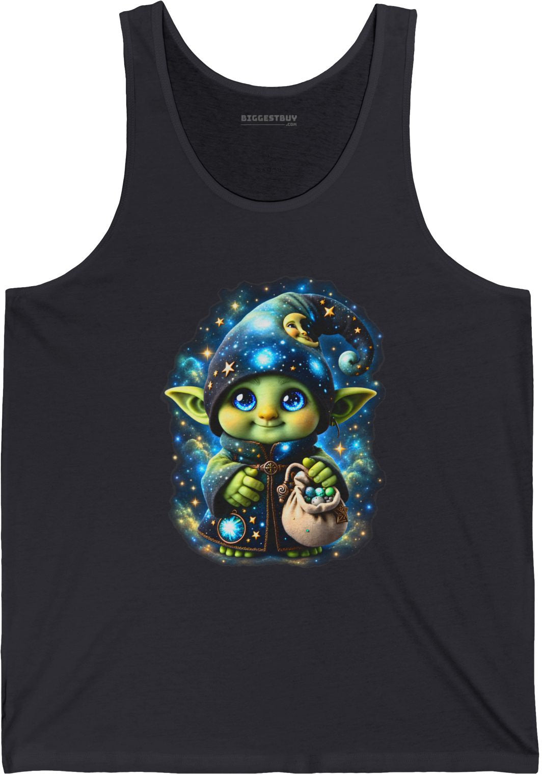 Galaxy Gnome - Jersey Tank Top in Dark Grey, front view