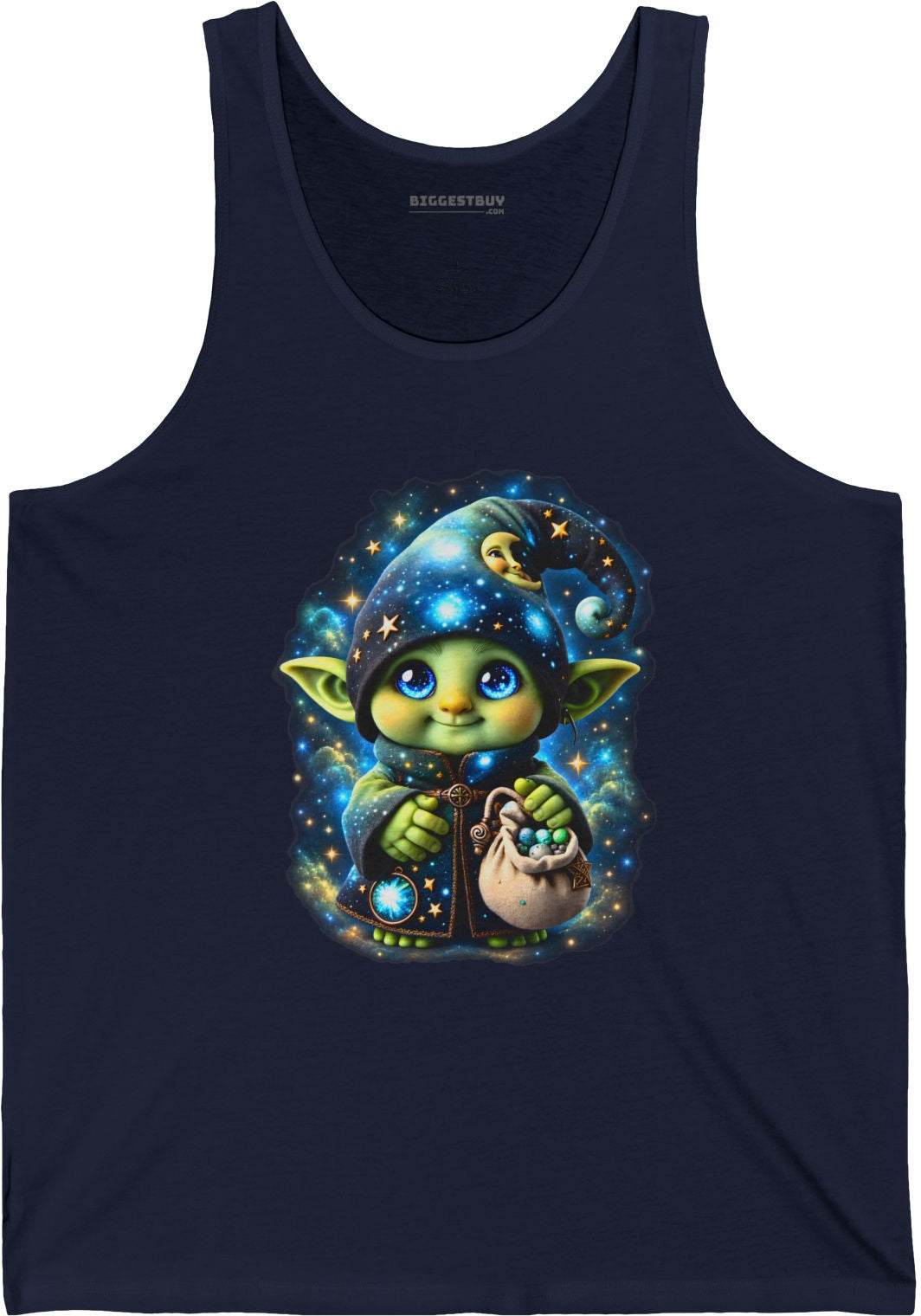 Galaxy Gnome - Jersey Tank Top in Navy, front view