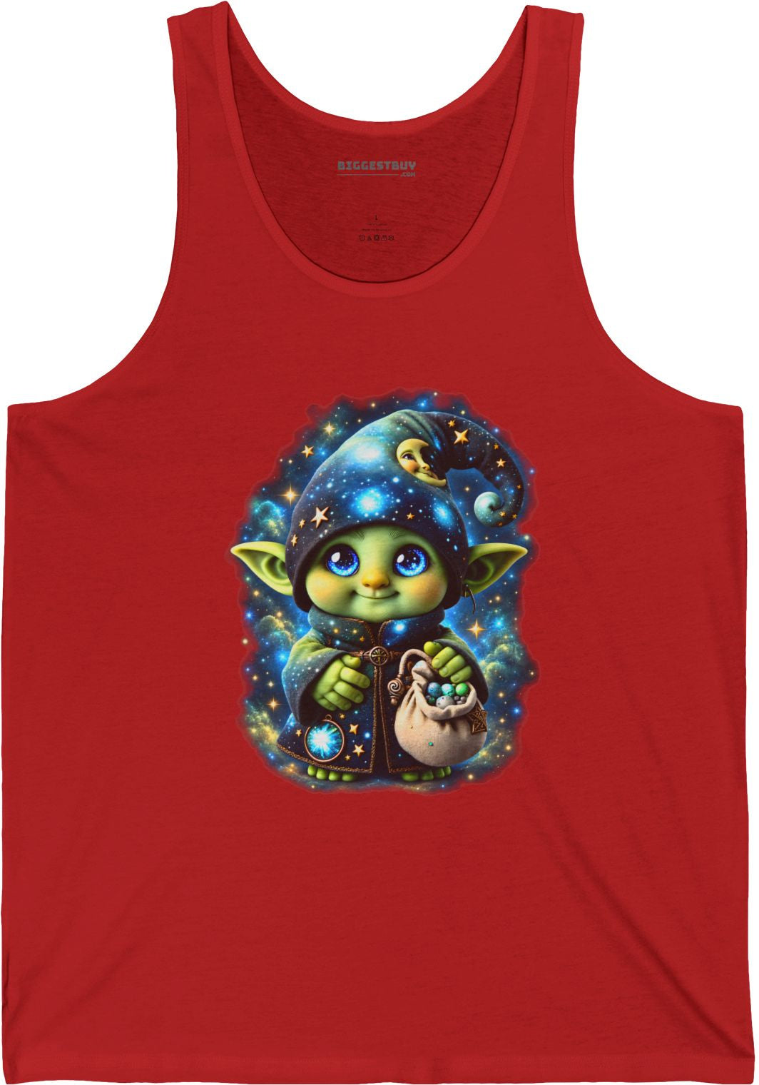 Galaxy Gnome - Jersey Tank Top in Red, front view