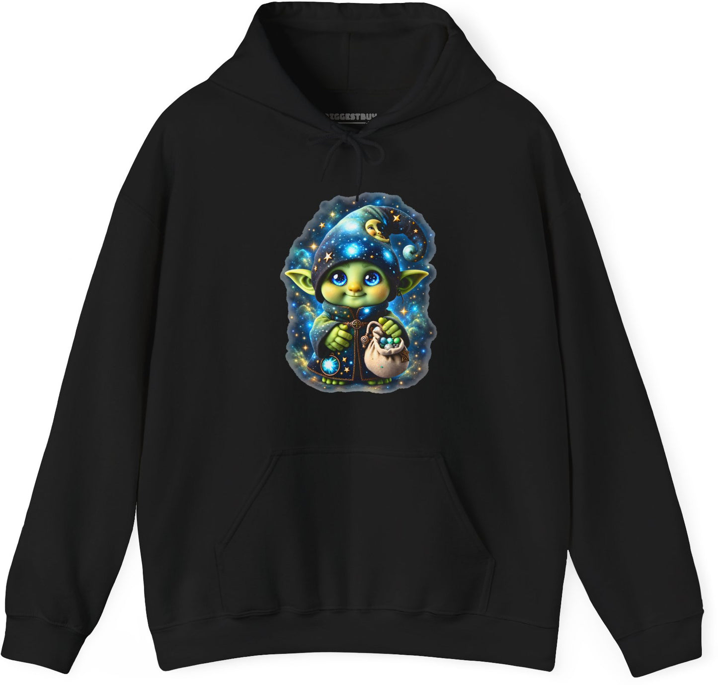 Galaxy Gnome - Pullover Hoodie in Black, front view