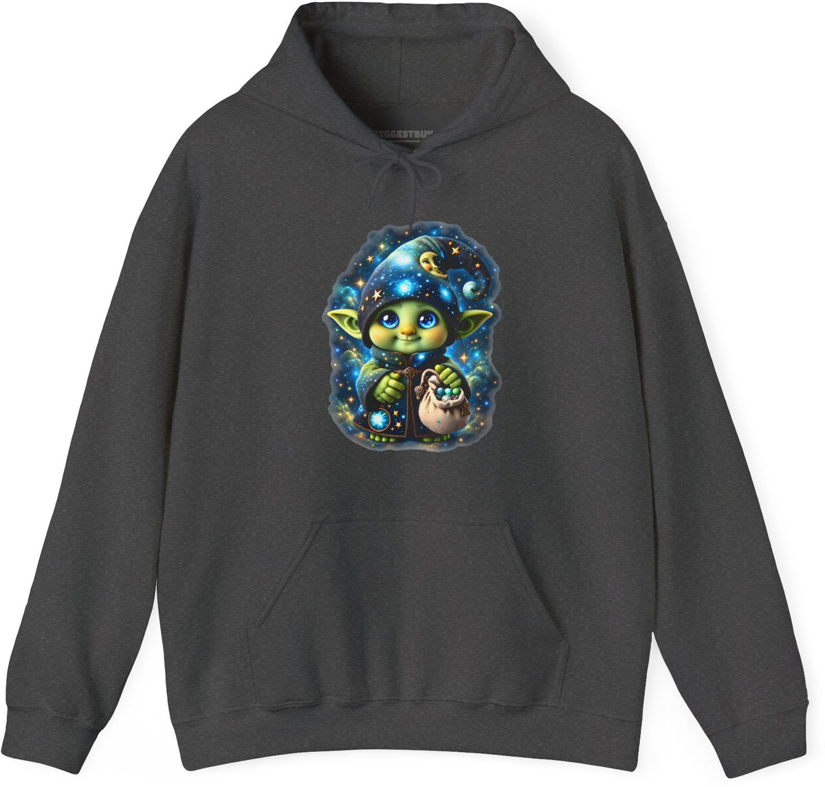 Galaxy Gnome - Pullover Hoodie in Dark Heather, front view