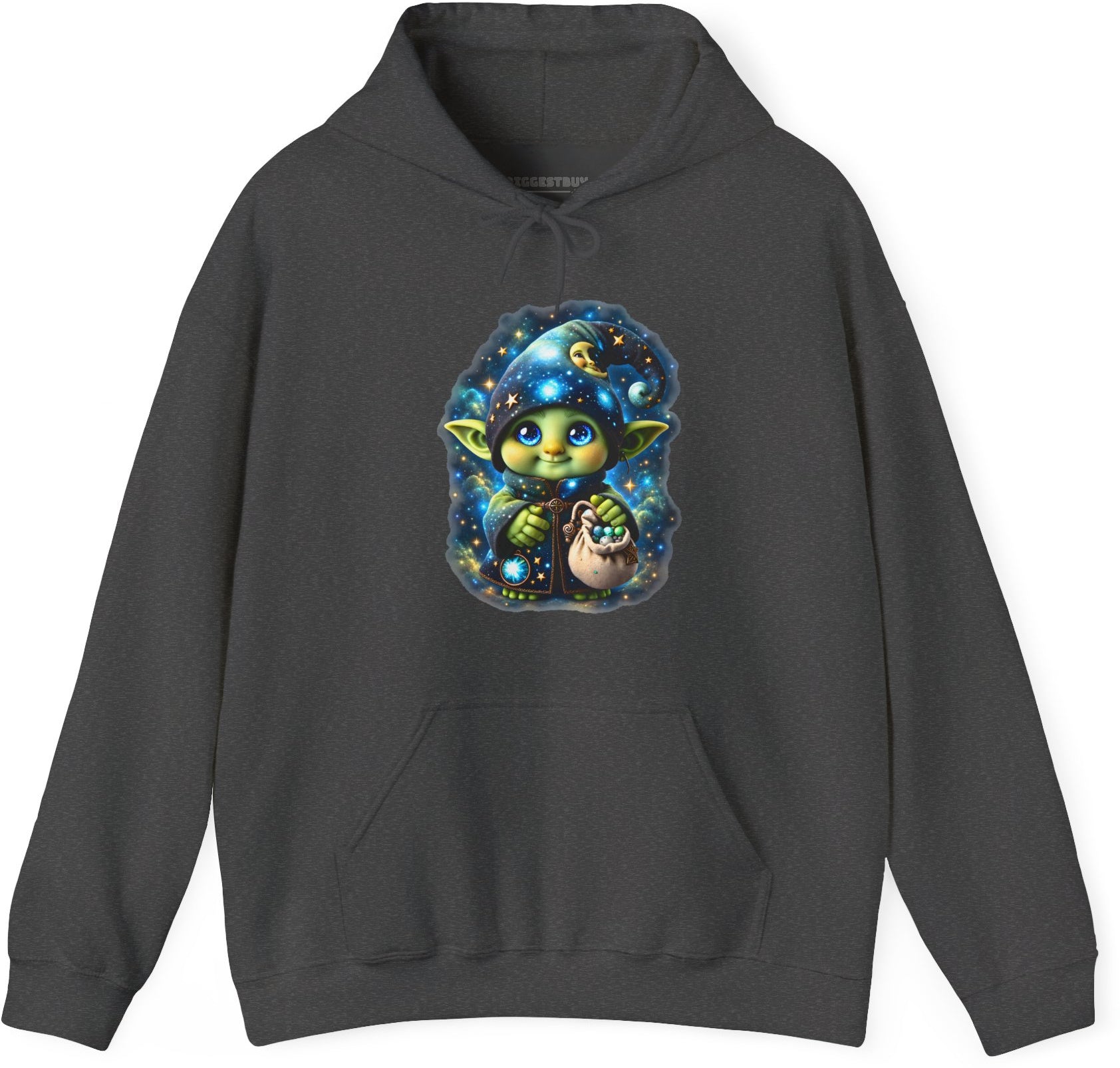 Galaxy Gnome - Pullover Hoodie in Dark Heather, front view