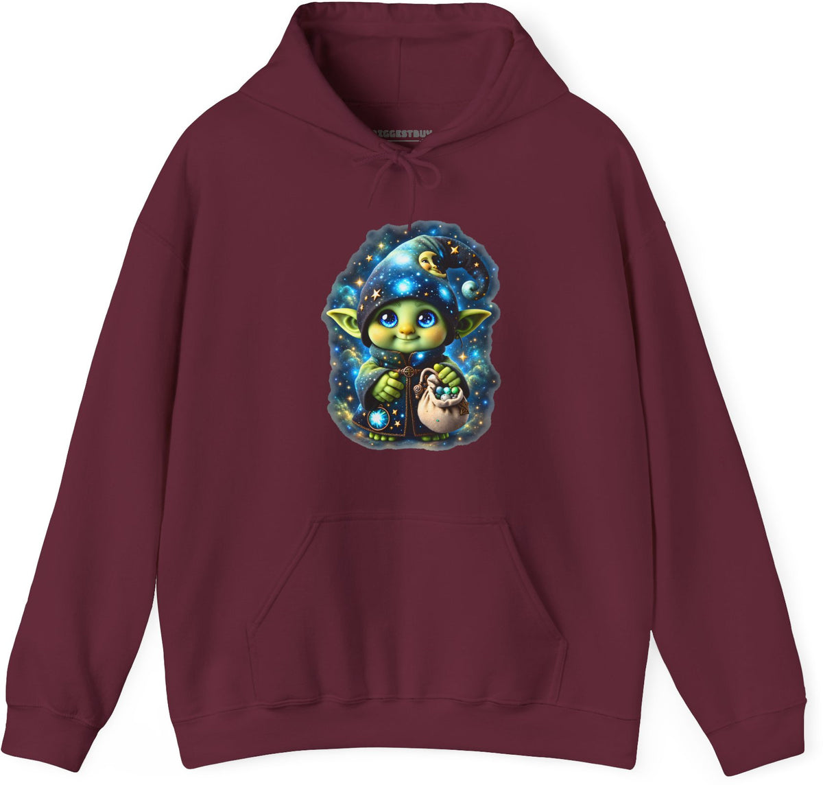 Galaxy Gnome - Pullover Hoodie in Maroon, front view