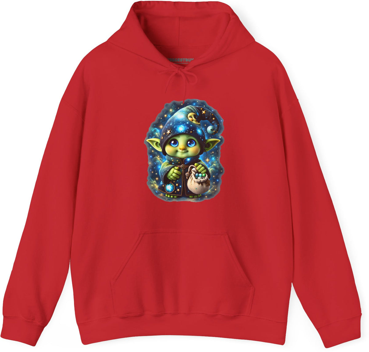 Galaxy Gnome - Pullover Hoodie in Red, front view