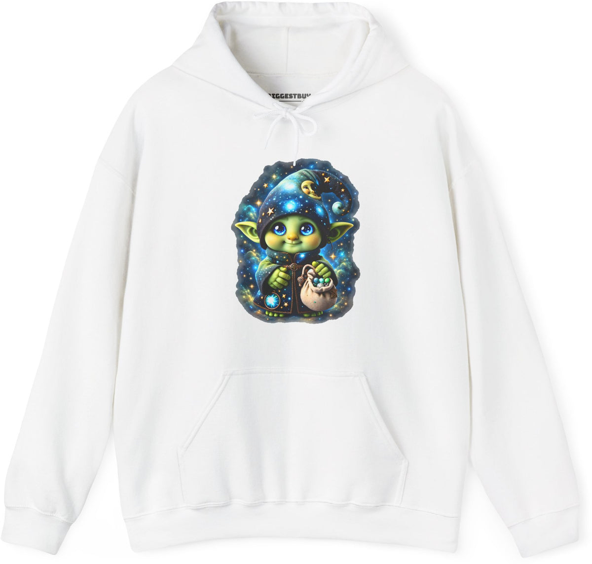 Galaxy Gnome - Pullover Hoodie in White, front view