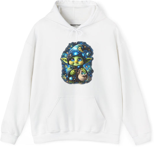Galaxy Gnome - Pullover Hoodie in White, front view
