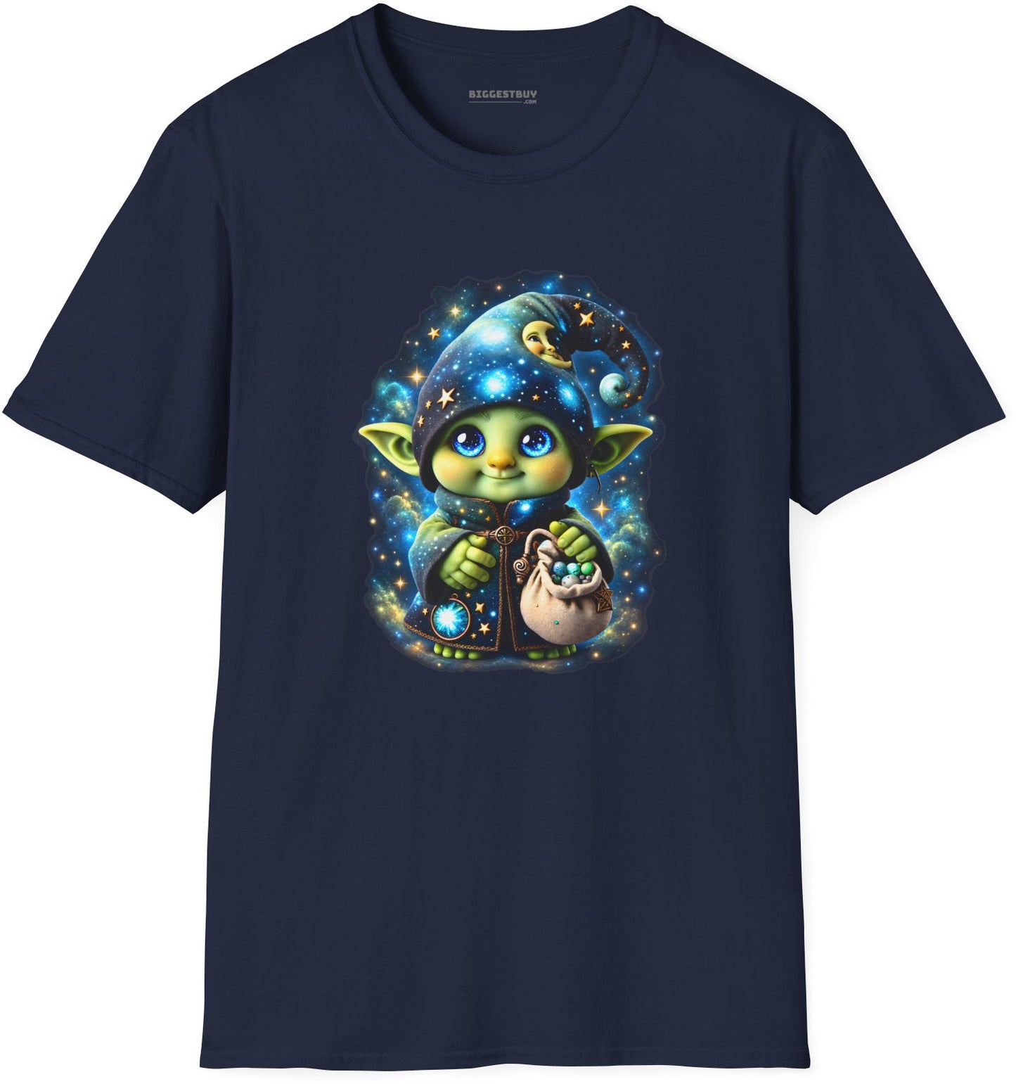 Galaxy Gnome - Softstyle T-Shirt in Navy, front view