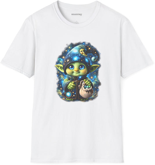 Galaxy Gnome - Softstyle T-Shirt in White, front view