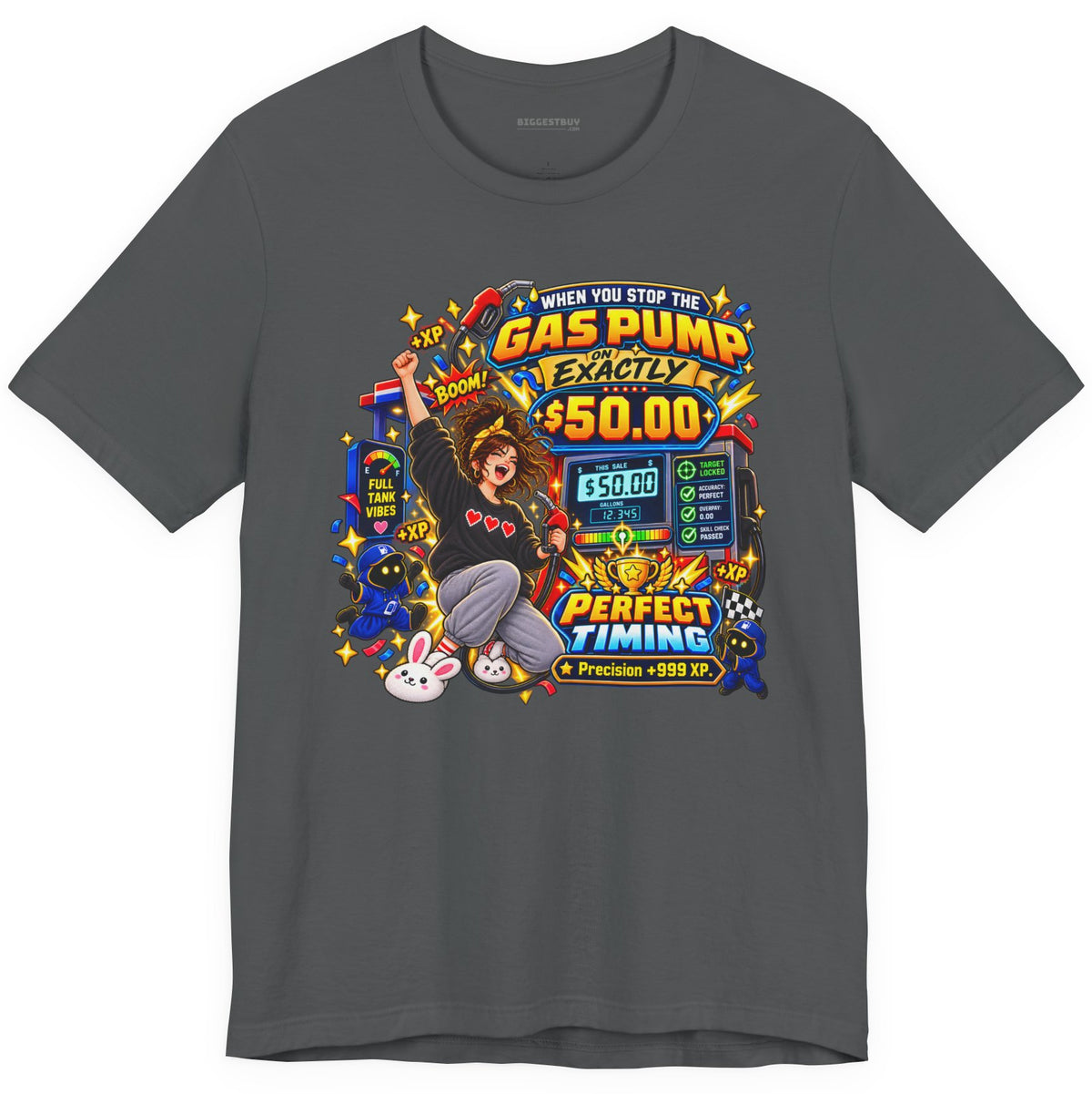 Gas Stop - Classic Jersey Tee in Asphalt, front view