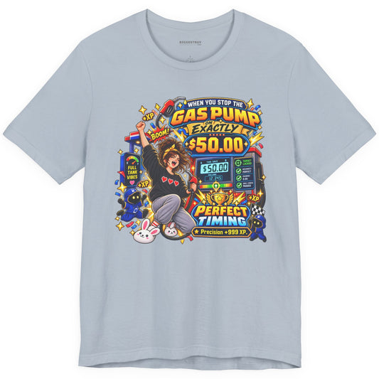 Gas Stop - Classic Jersey Tee in Light Blue, front view