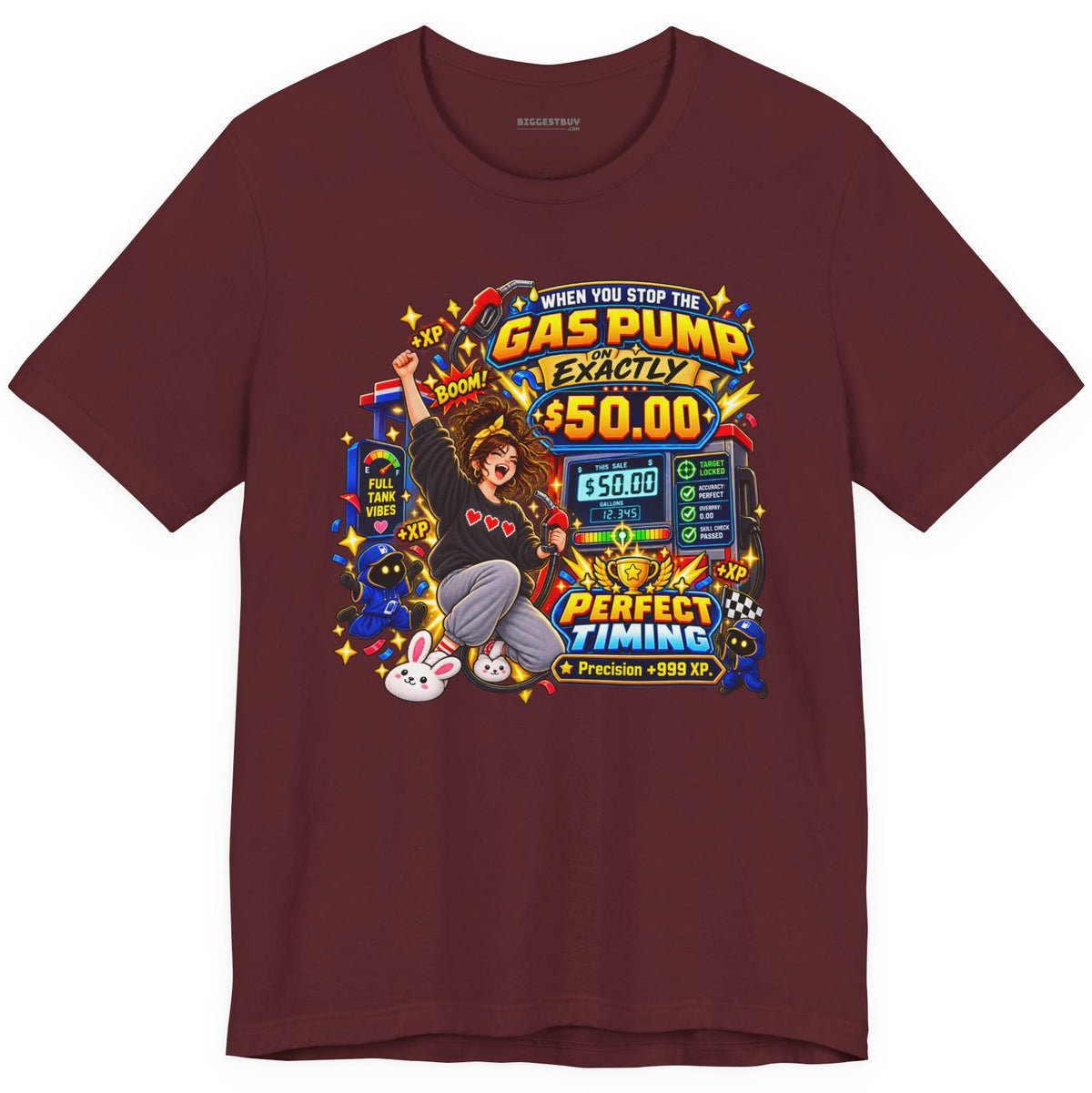 Gas Stop - Classic Jersey Tee in Maroon, front view