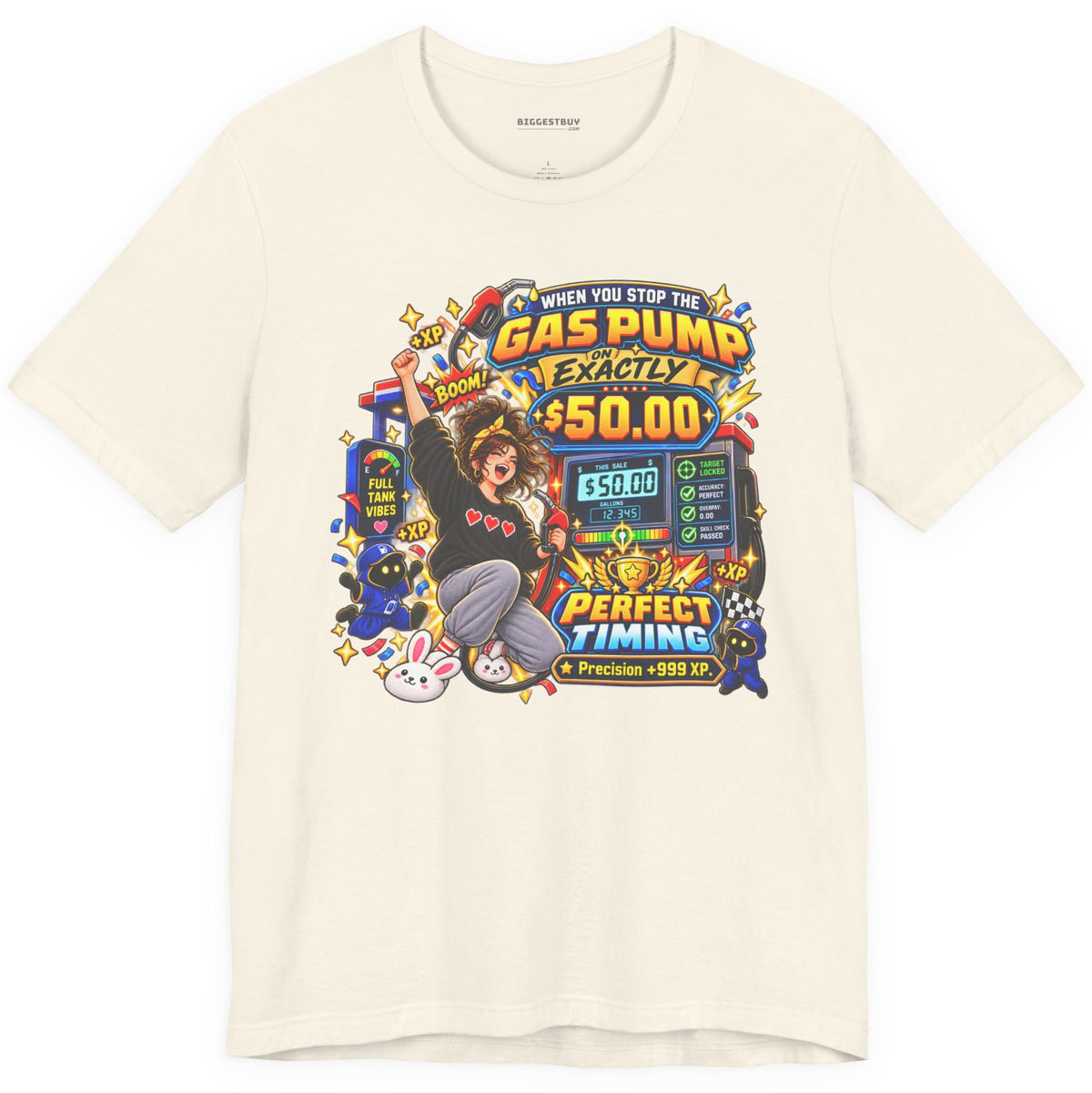 Gas Stop - Classic Jersey Tee in Natural, front view
