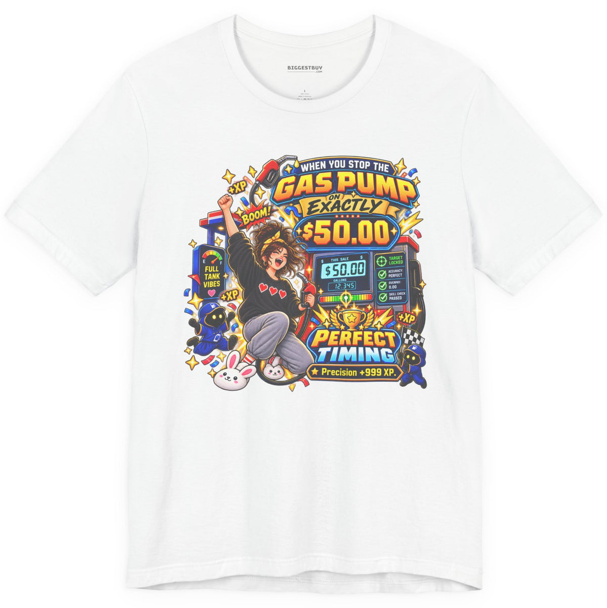 Gas Stop - Classic Jersey Tee in White, front view