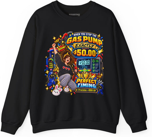 Gas Stop - Crewneck Sweatshirt in Black, front view