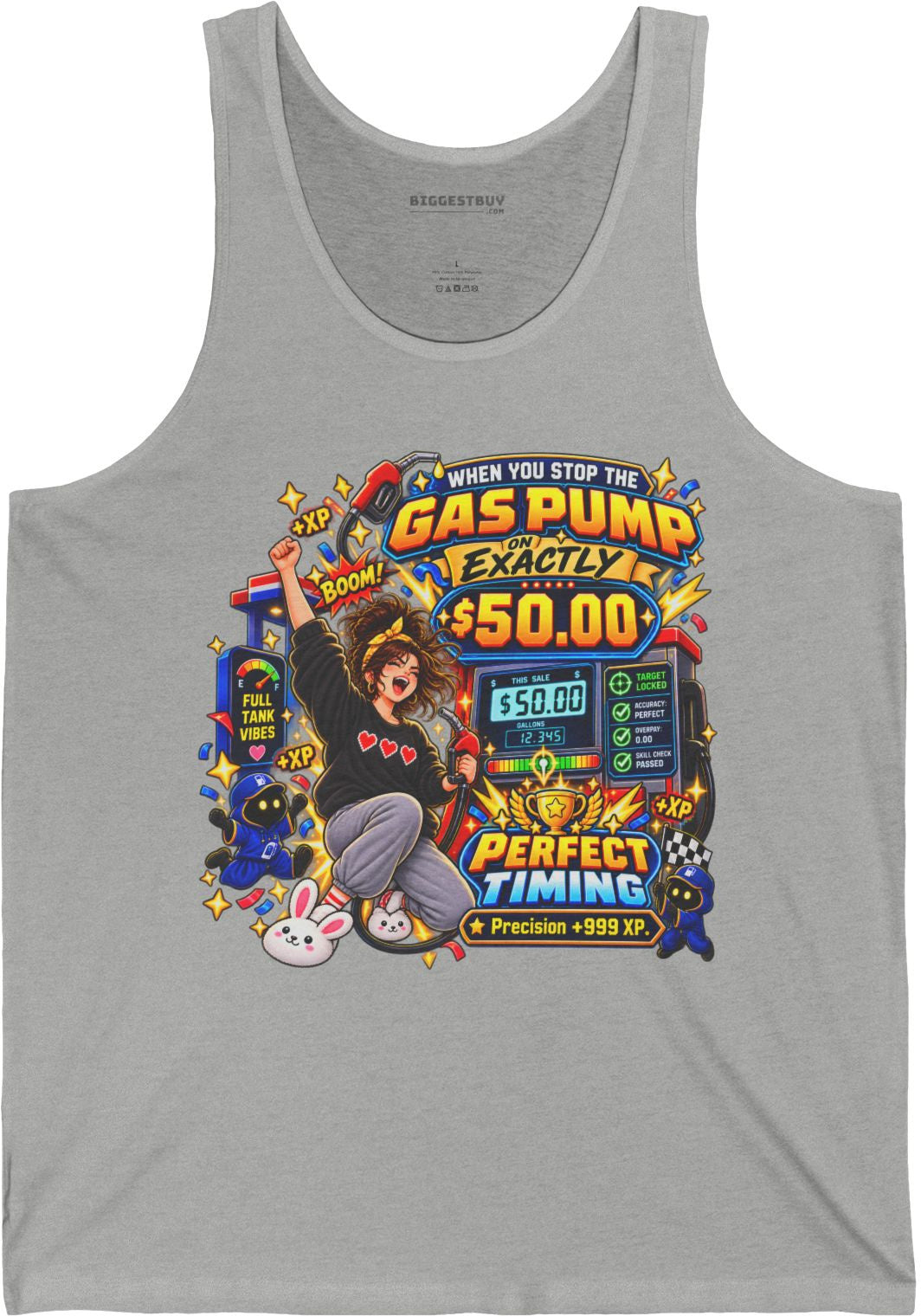 Gas Stop - Jersey Tank Top in Athletic Heather, front view