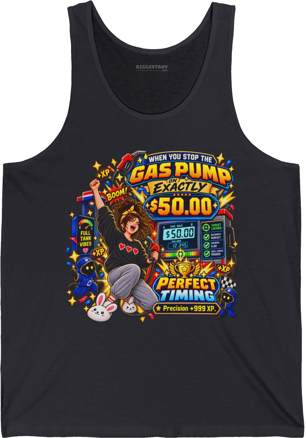 Gas Stop - Jersey Tank Top in Dark Grey, front view