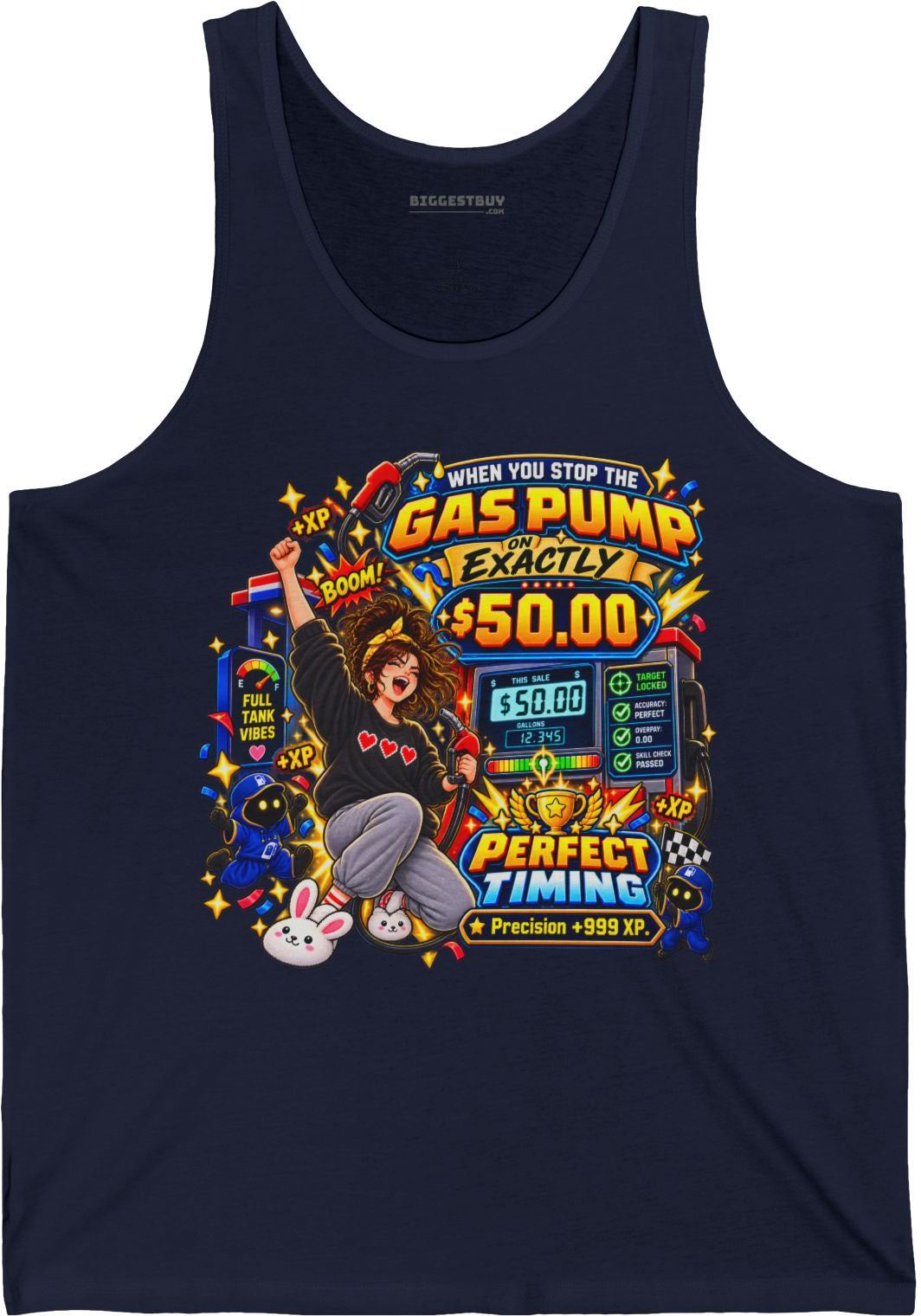 Gas Stop - Jersey Tank Top in Navy, front view