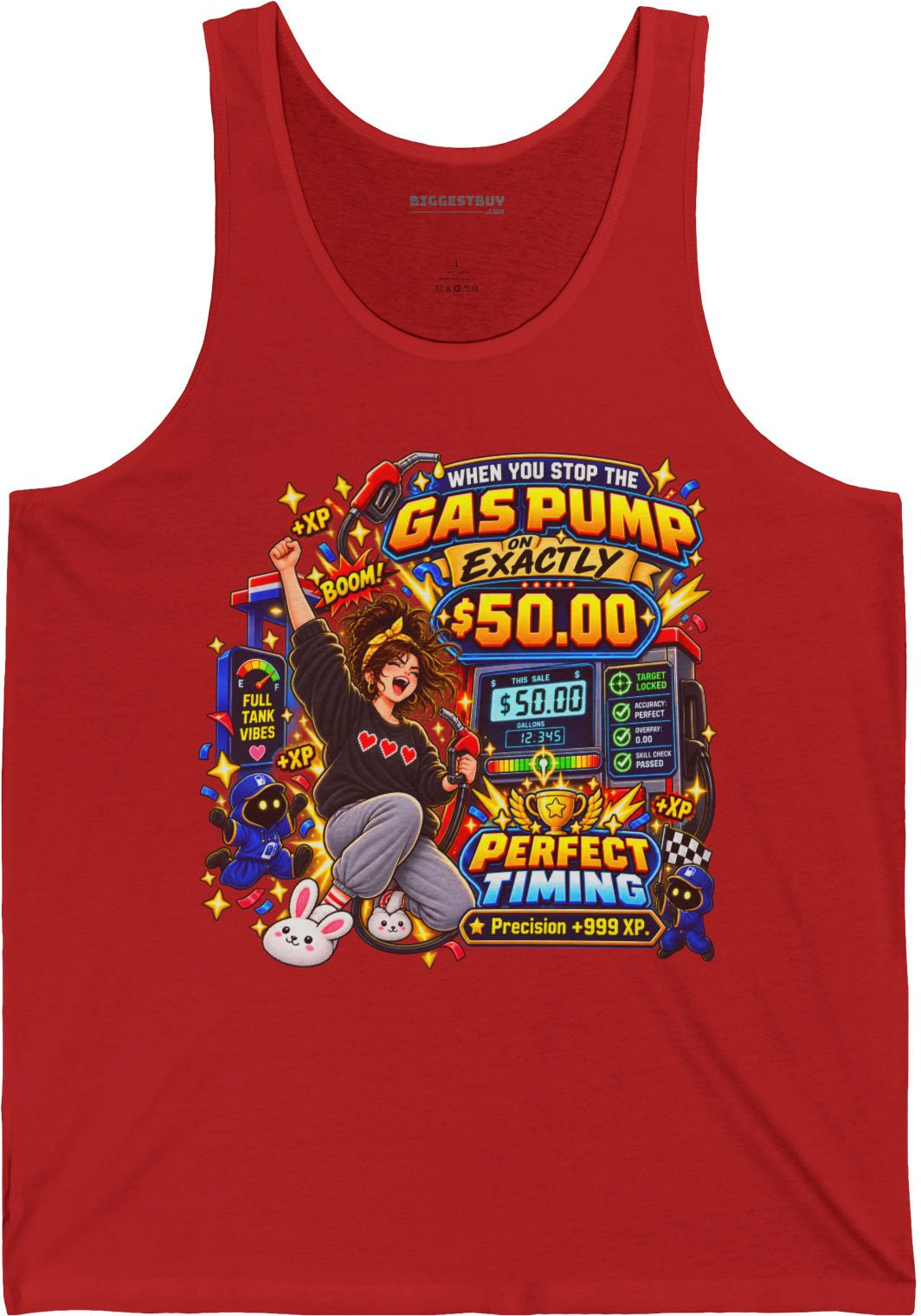 Gas Stop - Jersey Tank Top in Red, front view