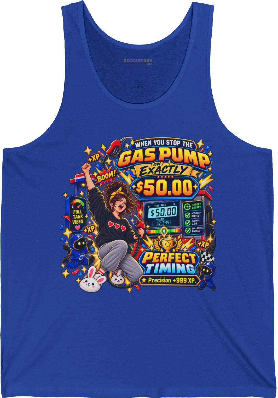 Gas Stop - Jersey Tank Top in True Royal, front view