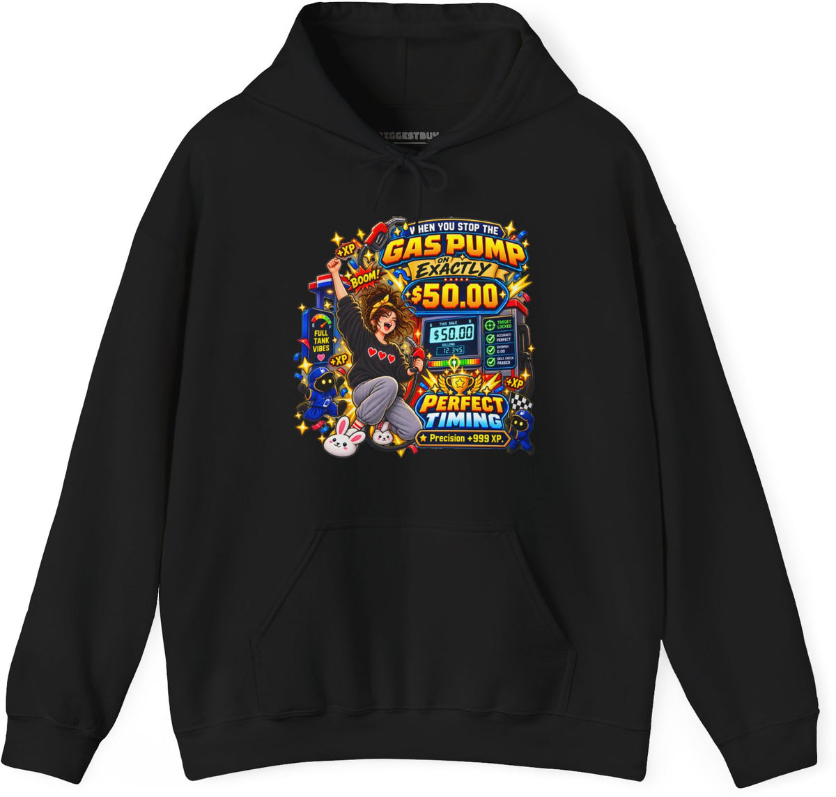 Gas Stop - Pullover Hoodie in Black, front view