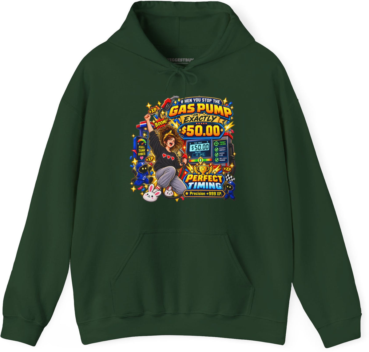 Gas Stop - Pullover Hoodie in Forest Green, front view