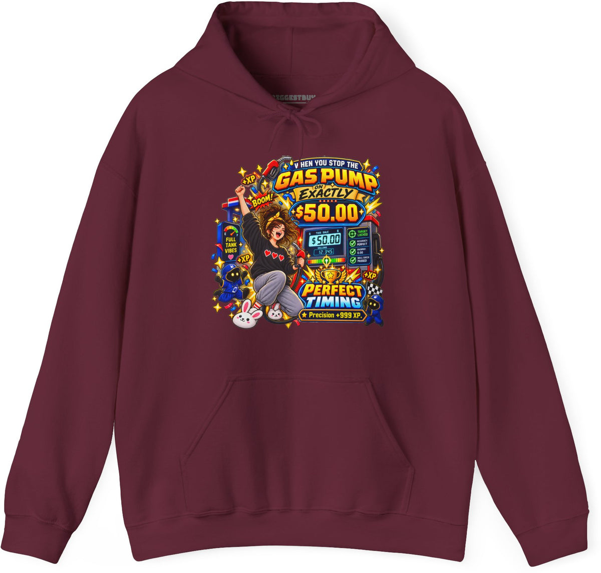 Gas Stop - Pullover Hoodie in Maroon, front view