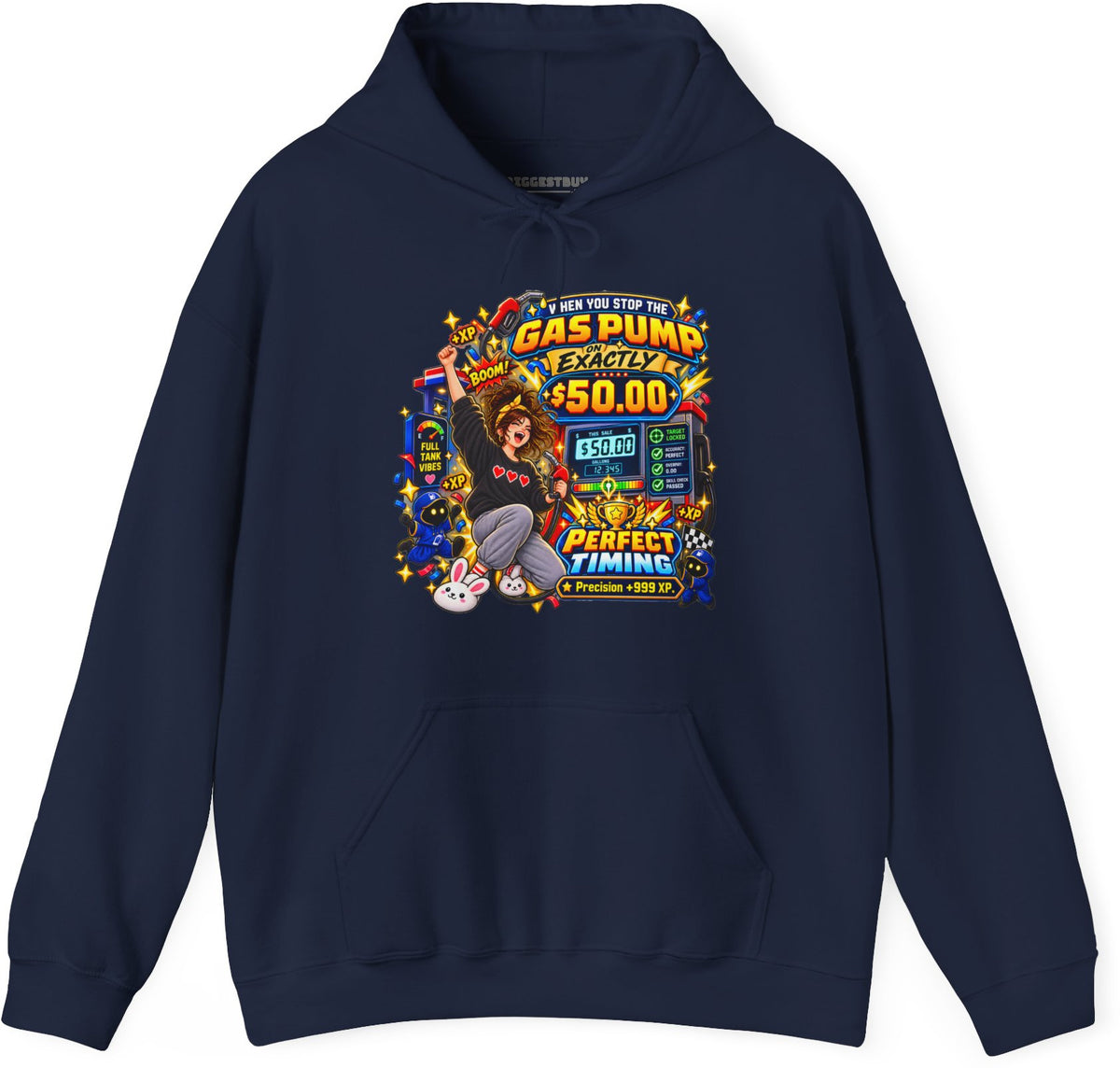 Gas Stop - Pullover Hoodie in Navy, front view