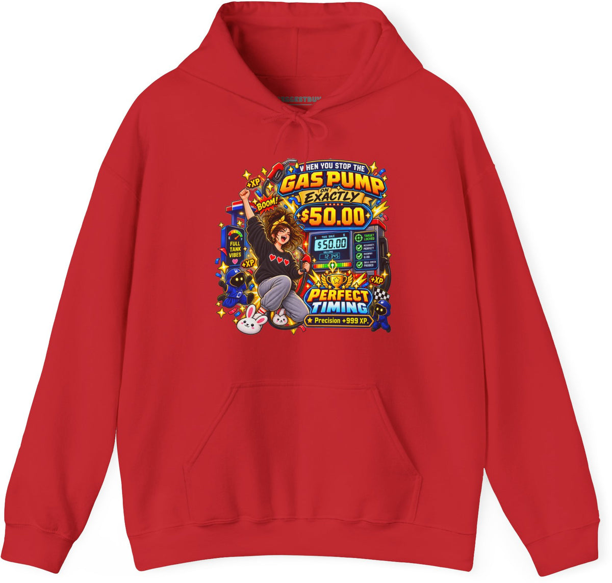 Gas Stop - Pullover Hoodie in Red, front view
