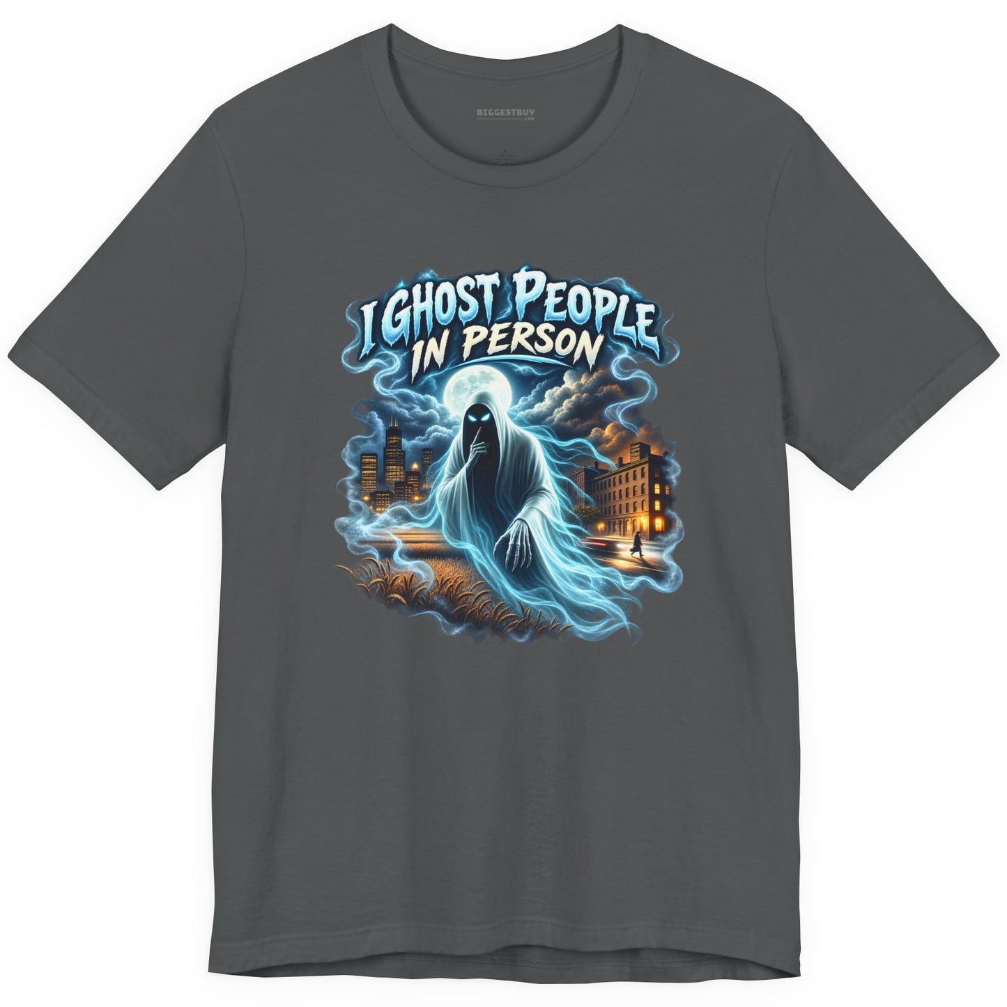 Ghosts Ahoy - Classic Jersey Tee in Asphalt, front view