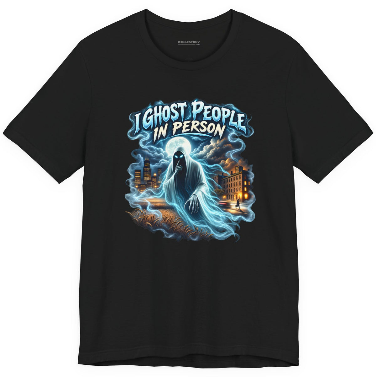 Ghosts Ahoy - Classic Jersey Tee in Black, front view