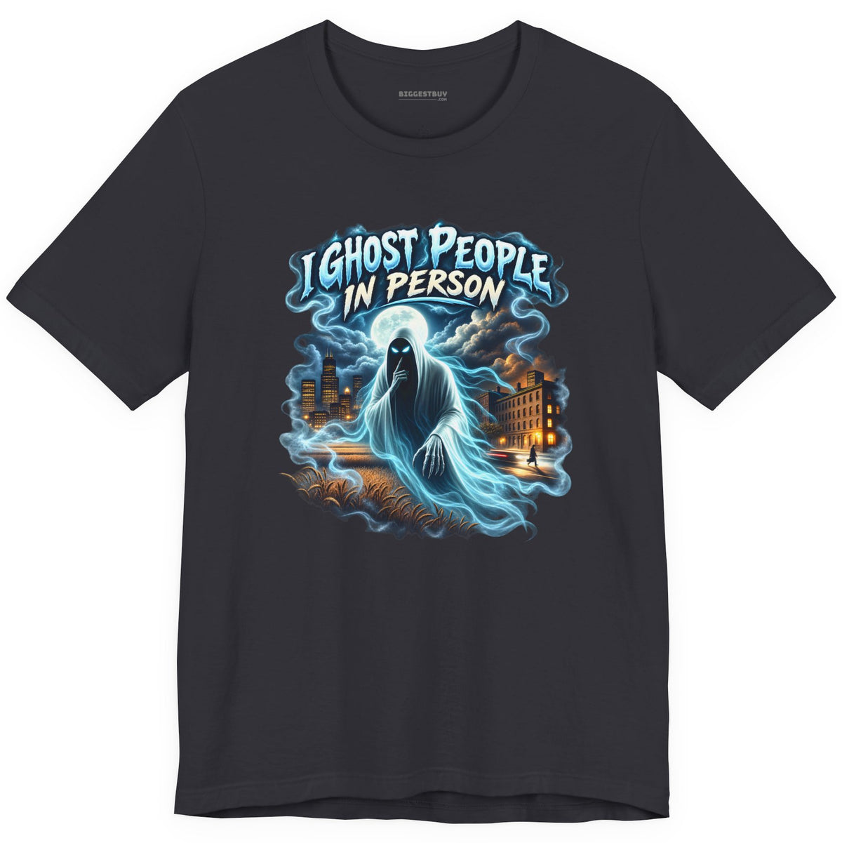 Ghosts Ahoy - Classic Jersey Tee in Dark Grey, front view