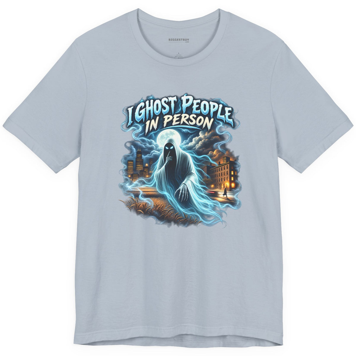 Ghosts Ahoy - Classic Jersey Tee in Light Blue, front view